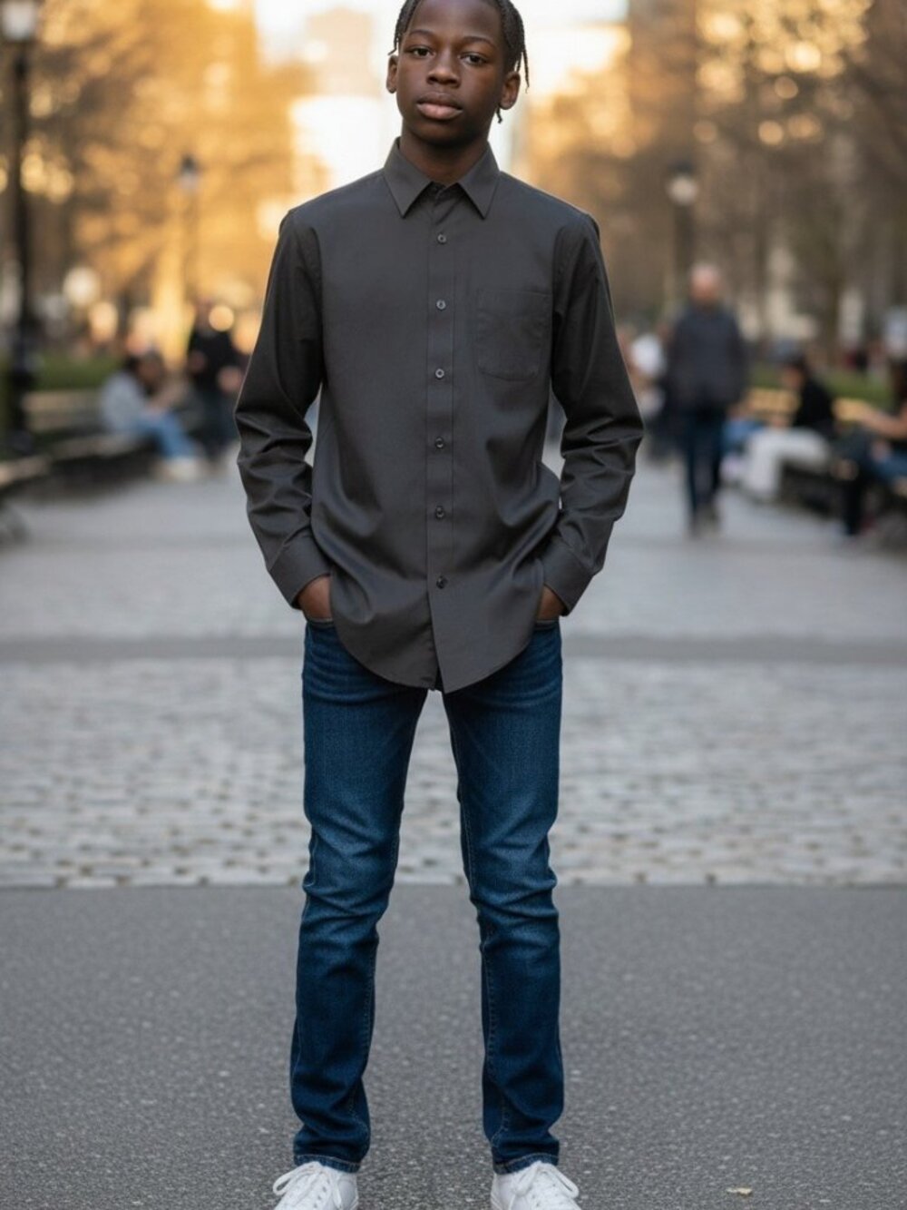 Class Club Boys Black Button-Up Dress Shirt